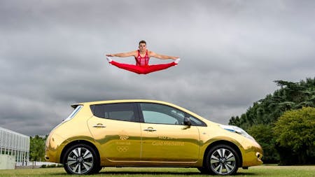 Nissan Athlete Ambassadors Presented With Gold Wrapped LEAFs