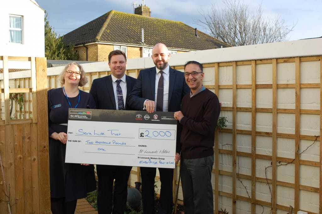 SLM Vauxhall and Enterprise Rent-A-Car Donate Latest Cheque to Sara Lee Trust