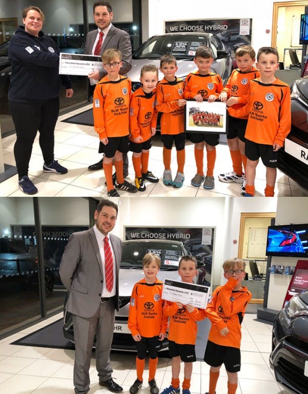 Maresfield Dynamo U8s Visit SLM Toyota Uckfield To Collect Sponsorship Cheque