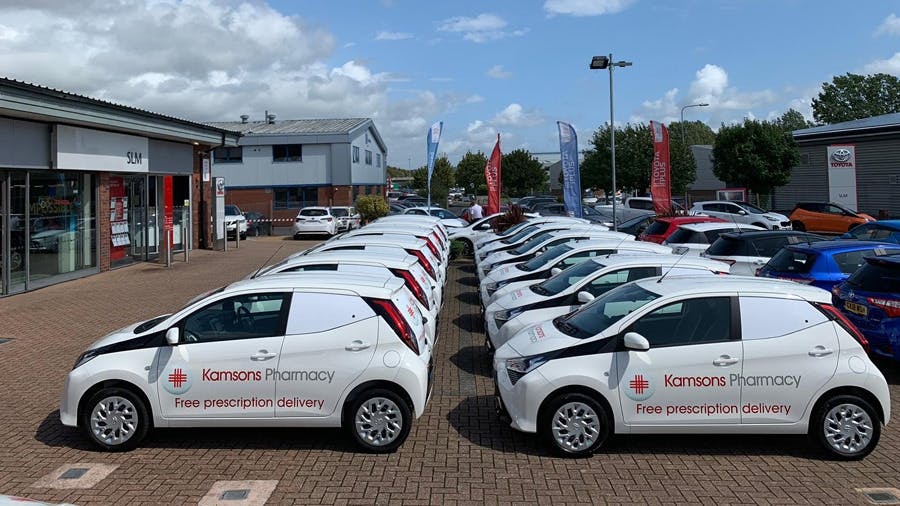 SLM Toyota Uckfield Supplies 28 AYGO x-play Models to Kamsons Pharmacy